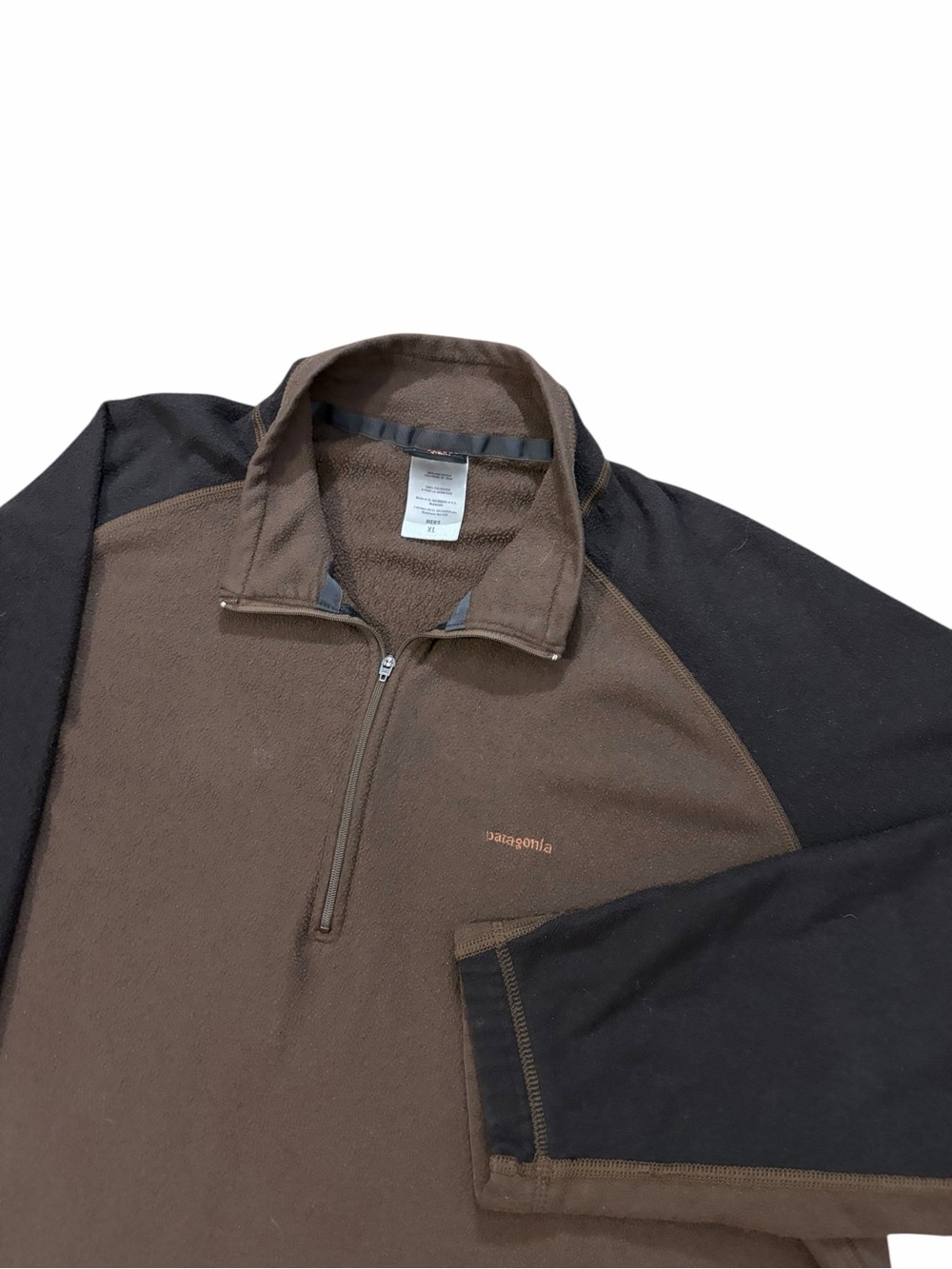 VTG Patagonia Capilene Quarter Zip Pullover Fleece Sweater Mens XL Brown READ